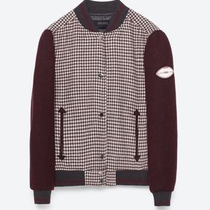 Zara Jackets & Coats - 🥀ZARA MAROON CHECKED BOMBER JACKET Zara Jackets & Coats - 🥀ZARA MAROON CHECKED BOMBER JACKET